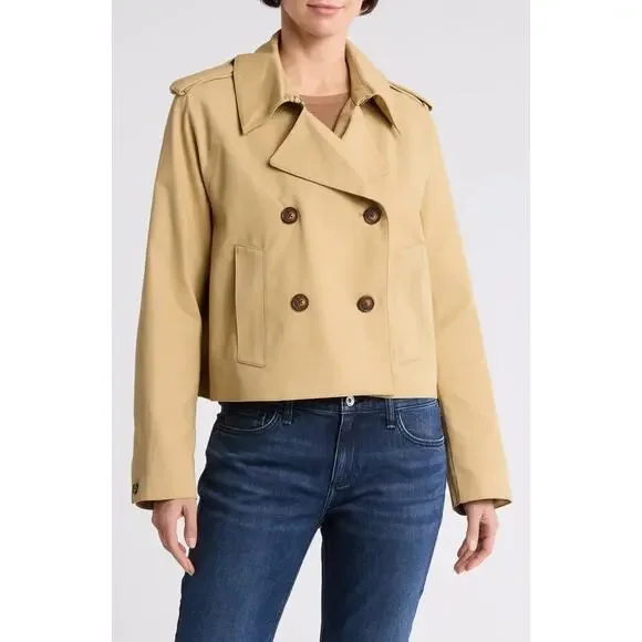 RAG & BONE Talia Khaki Crop Trench Jacket - Picture 3 of 10